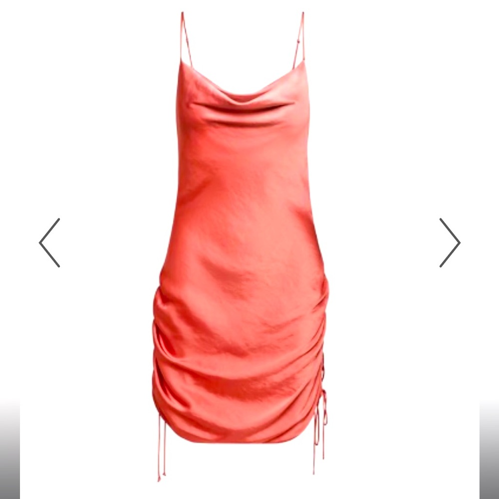 Aritzia Wilfred Ruched Slip Dress - Coral
